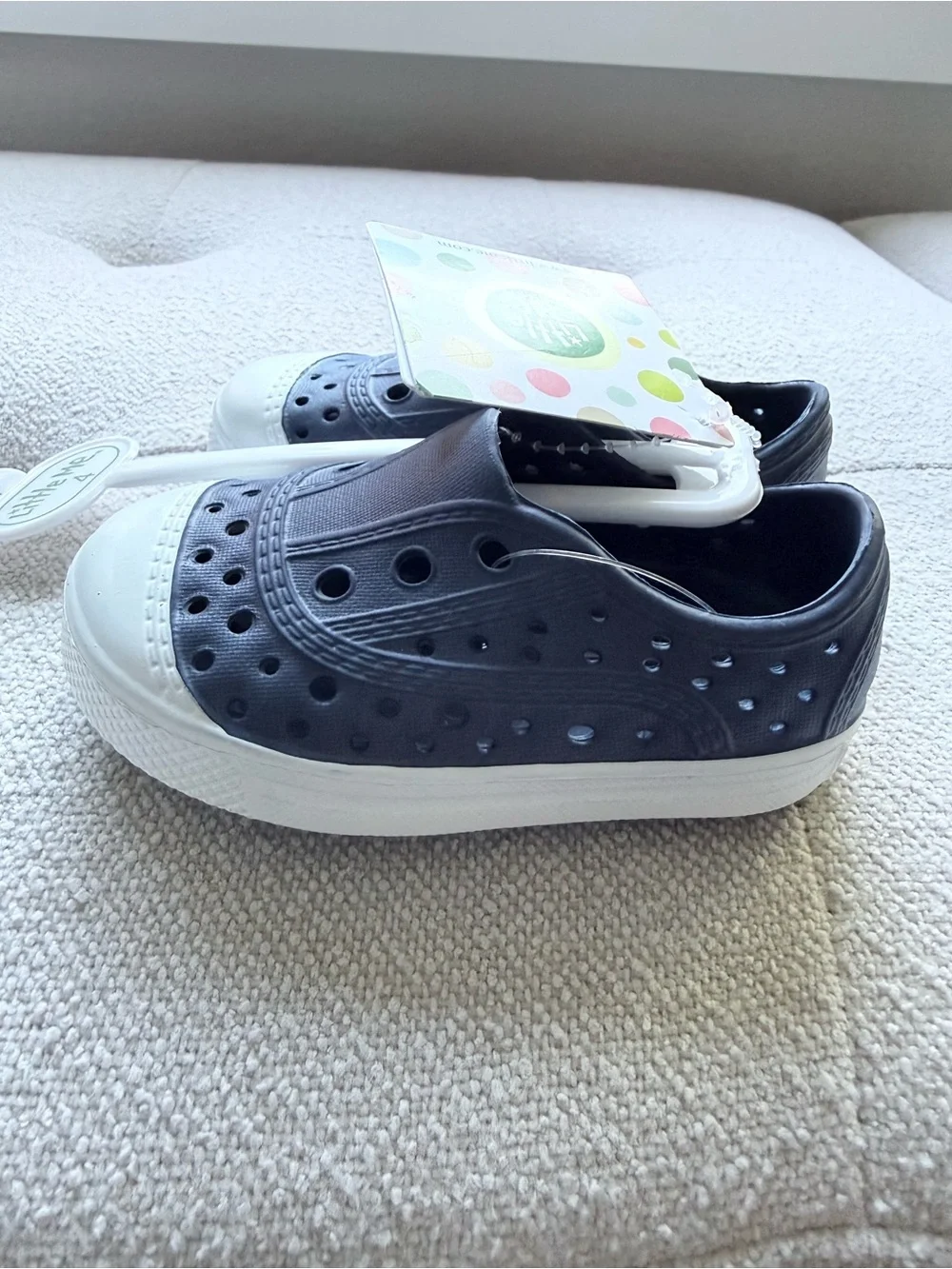 NWT Little Me navy blue/ white size 4 water shoes